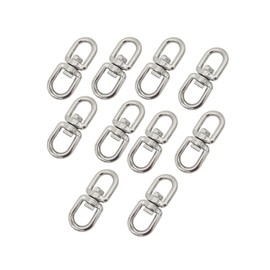 LBKYJ 10Pcs M6 Swivel Eye Hook Double Ended Eye-Eye Chain Connector Shackle Ring 360 Degree Rotation for Hanging 304 Stainless Steel Hardware Double Ended Swivel Hook