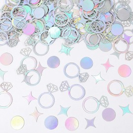 200Pcs Wedding Confetti, Iridescent Bachelorette Confetti, Diamond Ring Rhombus Shape, Engagement Bachelorette Party Decorations Table Decorations