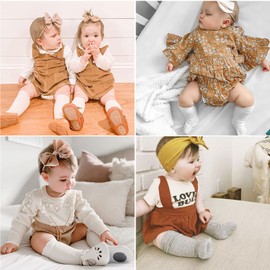 DRESHOW Baby Girl Knee High Socks Toddler Dress Socks Baby Bow Stocking Cotton Infant Socks