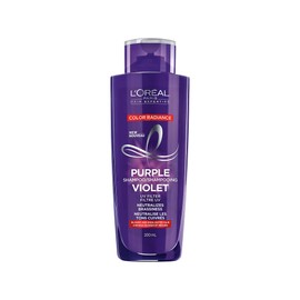 L'OREAL PARIS LOral Paris Color Radiance Purple Shampoo, Shampoo For Bleached & Blonde Hair, Neutralizes Brassiness with Purple Pigments & UV Filter, 200 ml