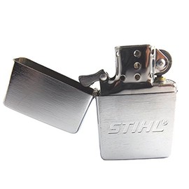 Stihl Sturmfeuerzeug Gravur Feuerzeug Chrom Gebürstet Klappbar Nachfüllbar