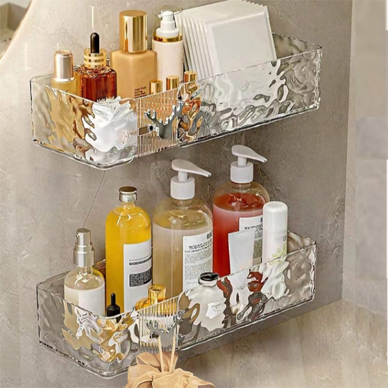 Clear Shower Shelves, Acrylic Shower Shelves, Clear Caddy, Mirror Shelf,