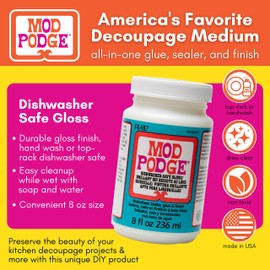 Mod Podge Mod Podge Dishwasher Safe Waterbased Sealer, Glue and Finish (8-Ounce), CS15059 Gloss, 8 Ounce