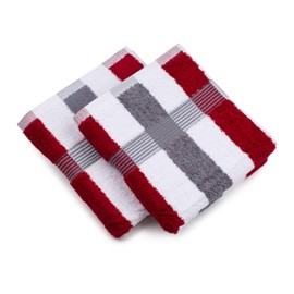 Gözze - New York Striped Hand Towels, Set of 2, Soft and Absorbent, 100% Cotton, 50 x 100 cm - Bordeaux/White/Anthracite