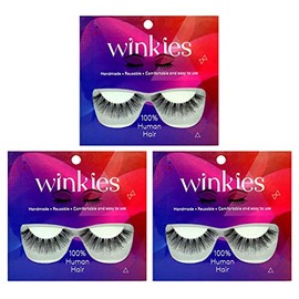 Winkies Natural Fake Eyelashes Human Hair 3 pack (Orchid)