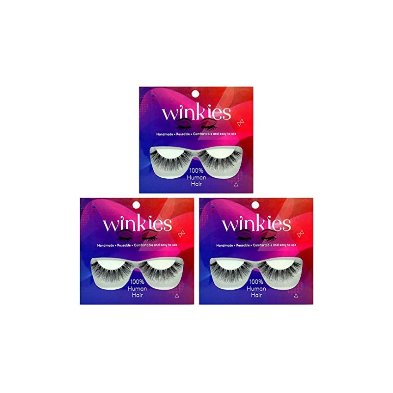 Winkies Natural Fake Eyelashes Human Hair 3 pack (Orchid)