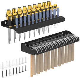 Movetility Screwdriver Organizer,Metal Tool Holder Wall Mount,Heavy Duty Plier Hammer Storage Rack for Pegboard,Workshop,Shed,Garage,Home,Stores (Black,2 Pack)