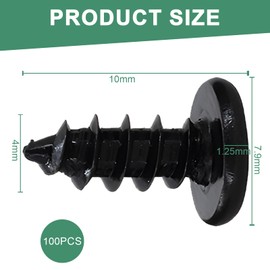wilcractk Pack of 100 Black Screws M4 x 10 mm Wood Screws Tapping Screws Black Galvanised Pan Head Screws Phillips Flat Head Self Tapping Screws