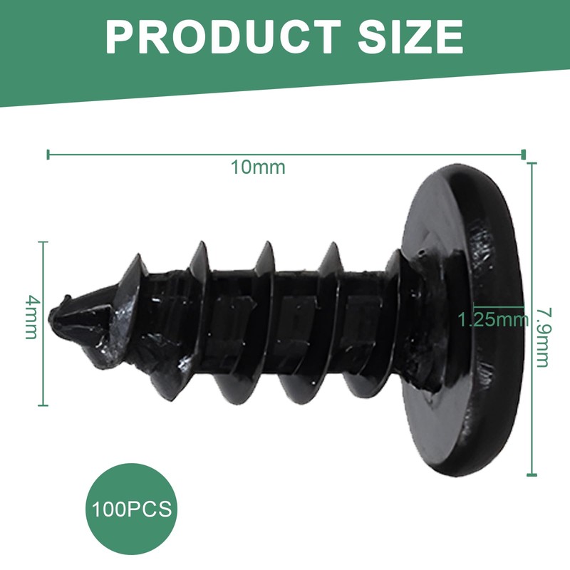 wilcractk Pack of 100 Black Screws M4 x 10 mm
