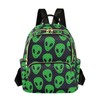 Yasala Women Fashion Backpack Green Aliens Face Sturdy Daily Bag