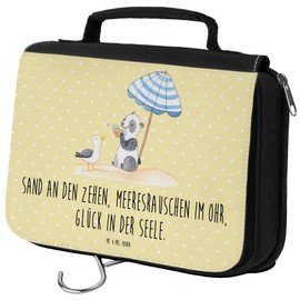 Mr. & Mrs. Panda Toiletry Bag Summer, Sea & Beach, yellow, Hand Drawn