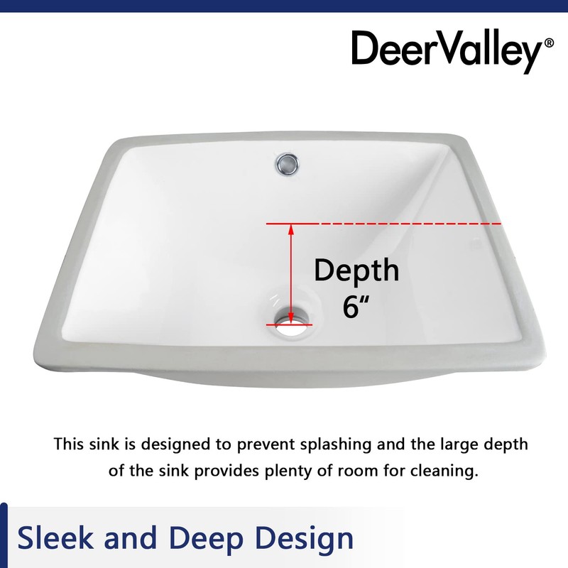 DeerValley DV-1U306 Ursa Undermount Bathroom Sink, 18'' x 13'' Vessel