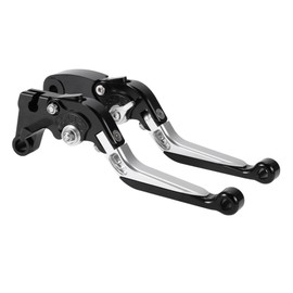 A ABSOPRO Kurze Lange Brems- und Kupplungshebel für Yamaha YZF R1 2015-2022 Verstellbare Motorrad Lenker Bremshebel Aluminiumlegierung Schwarz Kopf Silber Griff