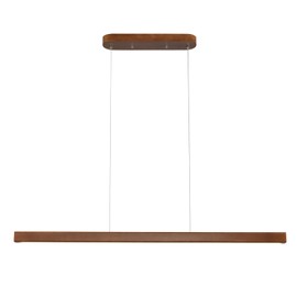 QJCMUUYI 39 Inch Wood Linear Pendant Light Dimmable LED Kitchen Island Lighting with Remote Adjustable Hanging Chandelier for Dining Room Bar Pool Table 24W Modern Farmhouse Fixture Walnut Color