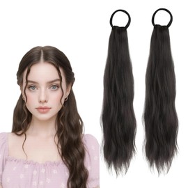 Clip in Ponytail, Ponytail Extension, Brown Black Ponytails Extension with Clip in Ponytail, Easy to Use Hair Accessories for Daily Style and Special Occasions, 2 Pack (Brownish black)