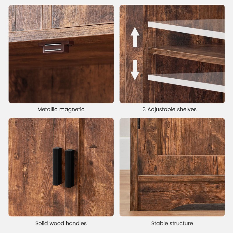 Iwell Storage Cabinet with 2 Drawers & Adjustable Shelves, Cupboard,