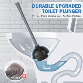 Toilet Plunger and Brush, Bowl Brush and Heavy Duty Toilet Plunger Set with Ventilated Holder, 2-in-1 Bathroom Cleaning Combo with Modern Caddy Stand (2 Set) (Grey)