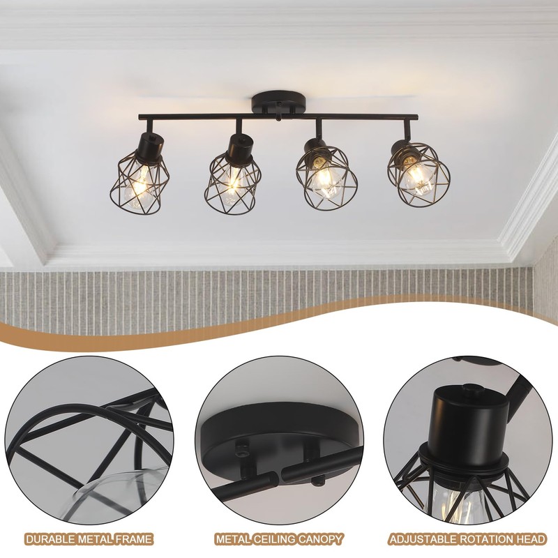 BUXVRCS Adjustable Multi-Directional Black Light Fixtures, Semi Flush Mount Ceiling