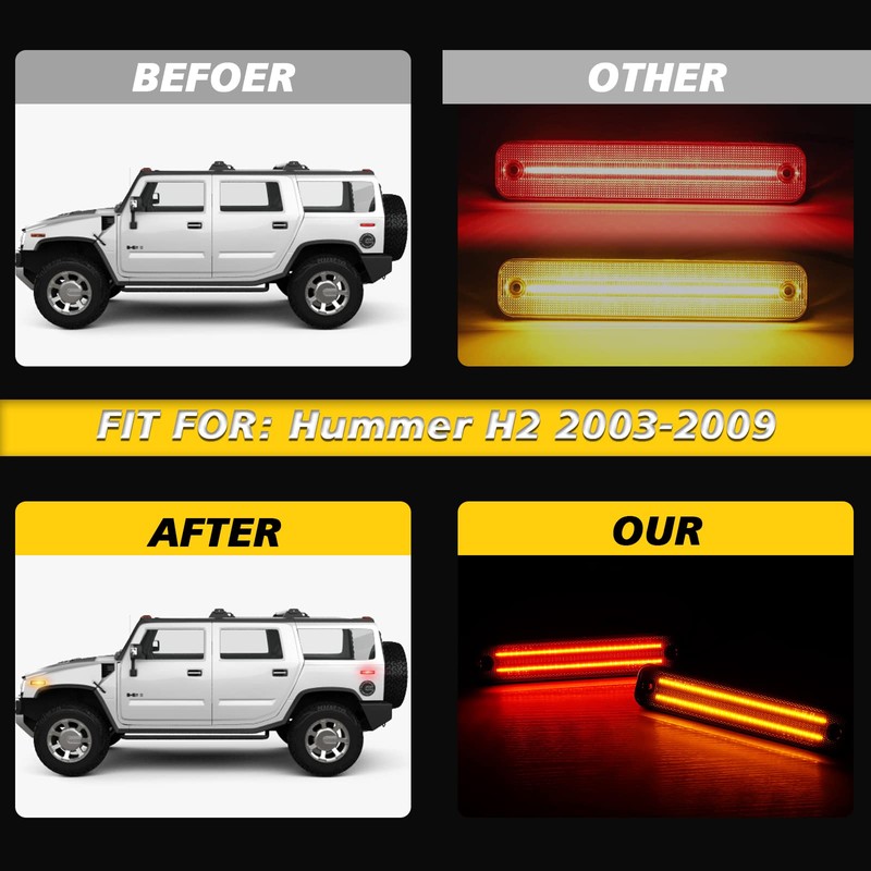 Bestview 2-Row Full LED Side Marker Lights for Hummer H2