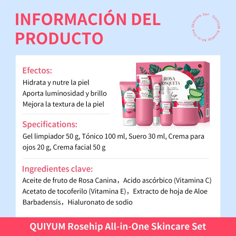 Set Quiyum Rosehip 5 Pzs Cuidado De La Piel Hidratante