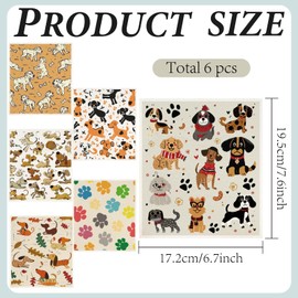 CREATCABIN 6Pcs Swedish Dishcloths for Kitchen Reusable Swedish Dish Towels Absorbent Swedish Dish Rags Washable Cellulose Sponge Cleaning Cloths Fast Drying Kitchen Dish Cloths Dog 7.6 x 6.7 Inch