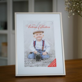 Aluminium Picture Frame for DIN A4 / 21 x 30 Photos - Modern & Timeless Photo Frame with Real Glass for Pictures and Certificates | Freestanding Frame Suitable for Table or Wall, Portrait and