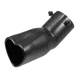 A ABSOPRO Car Exhaust Tracheal Heart Tailpipe 2.48" OD 2.64" x 2.36" Outlet 7.48" Length Curved Bolt-On Muffler Tip Metal Carbon Fiber Pattern Black