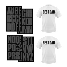 S.E.I 51 Pieces Iron-On Letters: 3 Inch Iron-On Letters for Clothing, Block Fabric Letters for T-shirts, Jerseys, & More (Block Flock, Black)