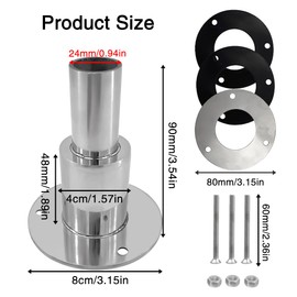 Ftrule 24 mm Through Hull Exhaust Skin Adjustment, Stainless Steel 316 Ship Exhaust Pipe Exhaust Ship Hardware Accessories, Hull Exhaust Skin Mounting, Diesel Heating Auxiliary Heater Exhaust Pipe, 24