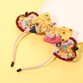 BVGA Back to School Headband for Women Girls Teacher Headband Accessories Yellow Pencil Bow Mouse Ears Headpiece Back to School Outfits Teacher Appreciation Gifts Party Favors (Pattern C)