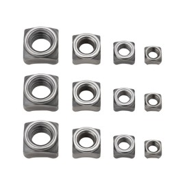 LT Easiyl 100x Steel Square Nuts Assortment Kit M5x0.8mm M6x1.0mm M8x1.25mm M10x1.5mm Pitch Weld Nuts for Pipe Furniture Tables Shelves