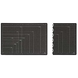 Nakabayashi CTMO-A3W-D Folding Cutting Mat, Double-Sided Clay Plate, A3/Black