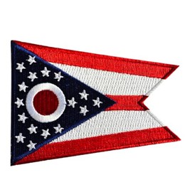 Ohio State Flag Embroidered Patch – Unique Swallowtail Shape – 3.5” x 2.5” Iron-On/Sew-On Patch for Jackets, Hats, Backpacks, and Uniforms by Mr. Patches