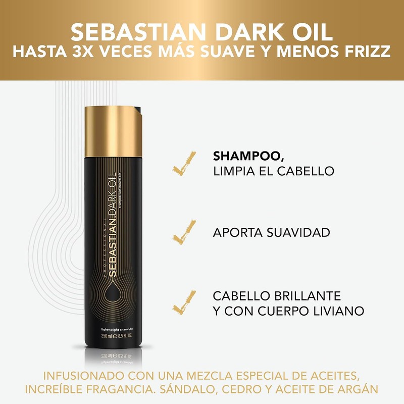 Sebastian Professional Dark Oil Shampoo Brillo y Suavidad 250ml