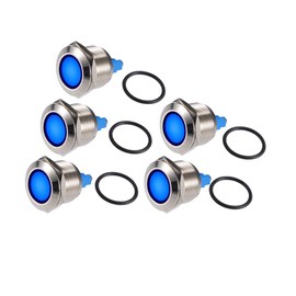 Hihaha 5 Pcs LED Indicator Light 19mm 12V AC DC Metal Shell Waterproof Pilot Dash Signal Lamp for Car Truck Boat Interior Blue Durable Material