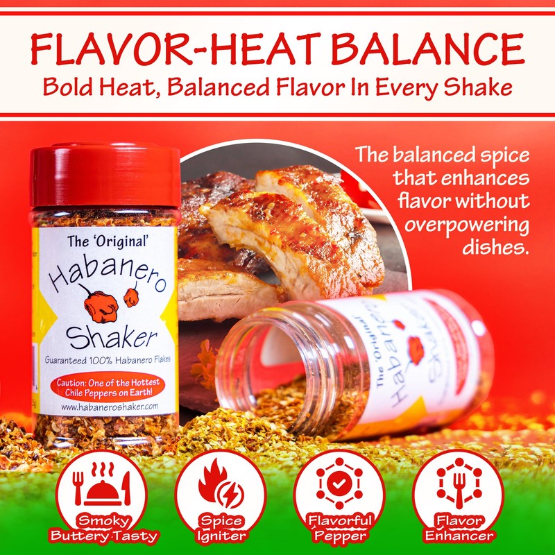 The Original Habanero Shaker - Pure Hot Chile Pepper Flakes,