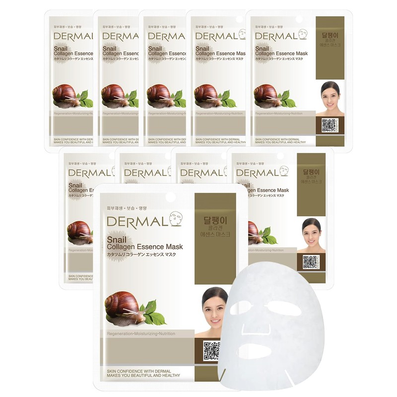DERMAL Korea 10 Mascarillas Snail con Mucina de Caracol y