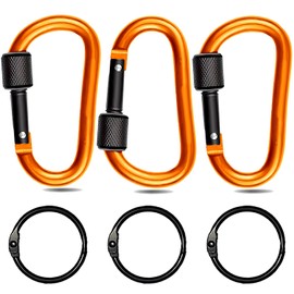 3 Pcs Carabiner Clips Screw Lock Key Carabiner Small Carabiner Clips Locking Carabiner Clip for Camping Hammocks Hiking Backpack Pet Leash(5.7x3.1cm/2.24x1.2 in)(Orange)