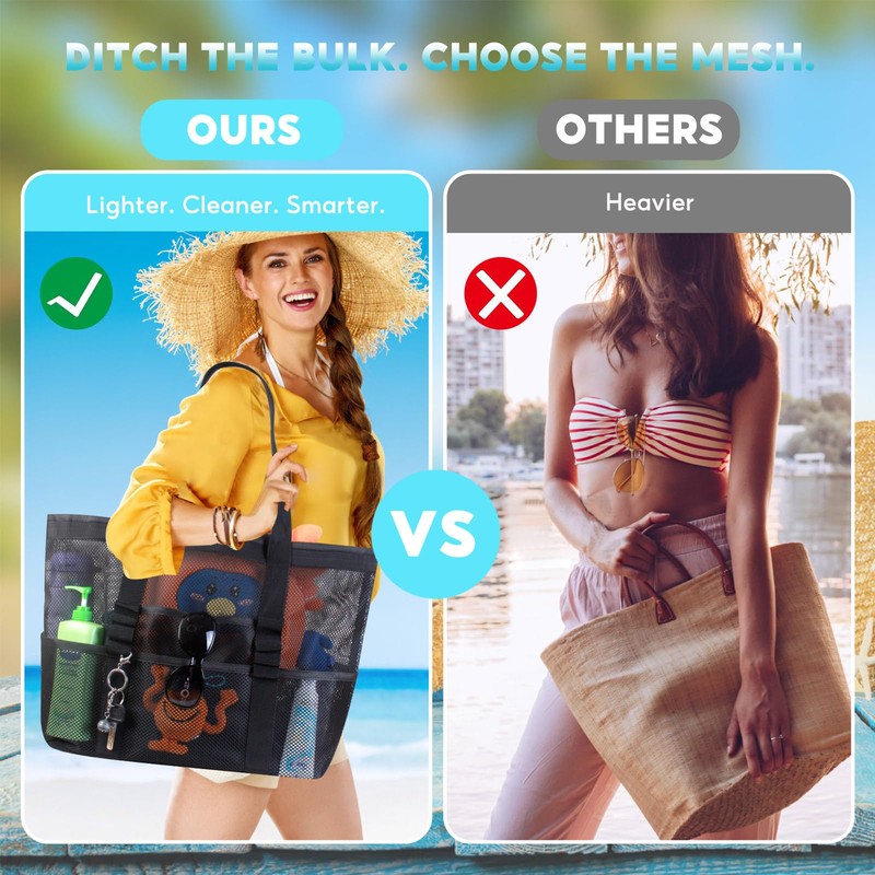 Ritzephyria Extra Large Mesh Beach Bag – Lightweight Mesh Tote