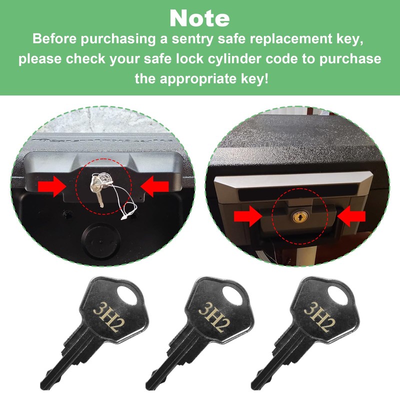 Sentry Safe Replacement Keys Model 1100-Codes 3H2 for Sentry Safe