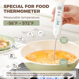 Meat Thermometer Digital,Instant Read Food Thermometer for Cooking Grilling Air Fryer Griddle Probe Kitchen Gadgets Essentials BBQ Grill Smoker Oil Fry Candy Turkey,White