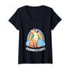 Womens Fennexcorn, Funny Fennec Fox Unicorn V-Neck T-Shirt