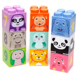 Boley Roo Crew: Cute Animal Construction Blocks - 9 Pieces - Stack & Play Animal Blocks, Developmental & Educational Toy, Preschool, Toddlers, Kids Ages 2+