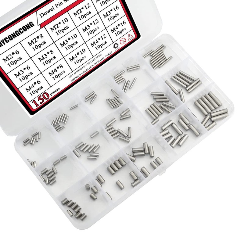 WMYCONGCONG 150 PCS 15 Kinds M2-M4 x 6/8/10/12/16mm Dowel Pins