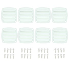 LEQMG Nylon Louvered Thru Vent,Plastic White Flush Marine Boat Vent,Free Stainless Steel Screws(8 Pcs)