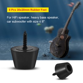 4 Pairs Round Rubber Feet, Guitar Speaker Cushion with Screws, Speaker Anti Vibration Pad for Guitar Amplifiers
