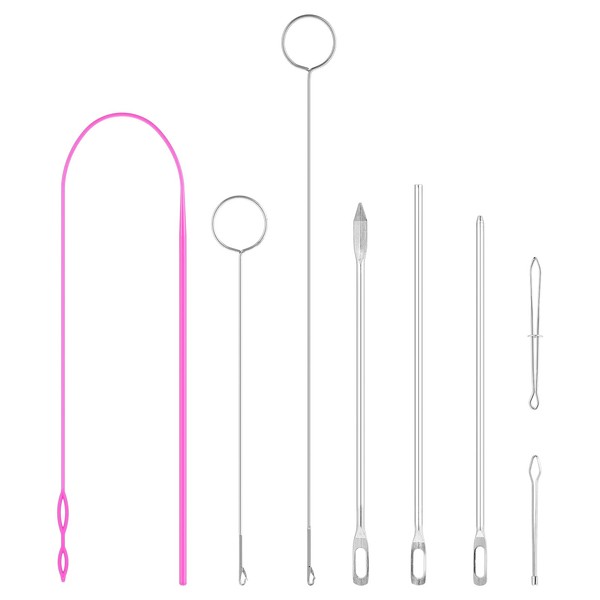 Ouligay 8 Pieces Cord Threader Tool Threading Aid Needles Threader