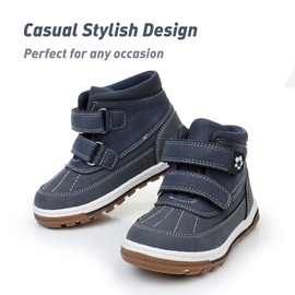 Ahannie Boys Boots Toddler Kids Fall Boots Water Resistant Outdoor Ankle Shoes(Toddler/Littler Kid)(Navy-6)