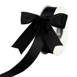 DINDOSAL Black Ribbon 1 Inch Double Face Satin Ribbon Black Ribbon for Gift Wrapping Bridal Bouquet Ribbon for Crafts, Wedding Decor, Party Decoration, Christmas - 25Yards