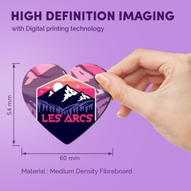 1x Heart MDF Magnet 6cm - Les Arcs Mountain Forest Moon - Fridge Locker Office Whiteboard Toolbox #60343